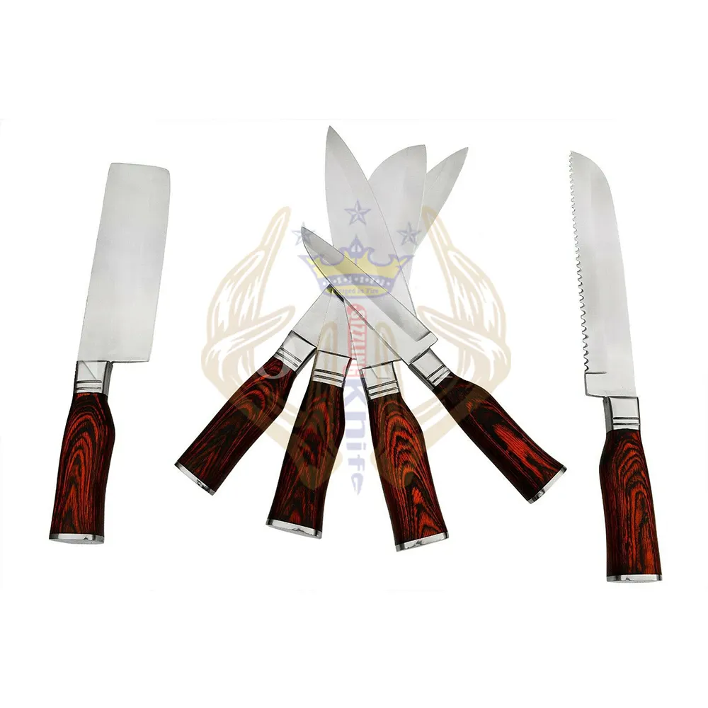 Profesyonel şef bıçaklar çatal mutfak bıçağı, yüksek karbonlu paslanmaz çelik Cleaver japon bıçağı seti Pakka ahşap kolu ile