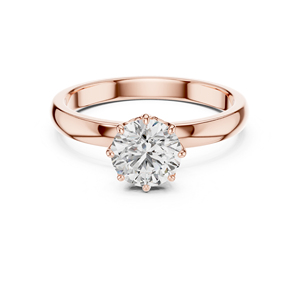Diamante Redondo Cultivado en Laboratorio de Oro Amarillo de 14K |   Anillo de Compromiso | Diamante Cultivado Nuevo - Product Image 2