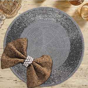 Set de table luxueux en perles avec des motifs floraux brodés pour l'inauguration de la maison, les hôtels, les dîners, la décoration de table de fête, prix réduit - Product Image 3