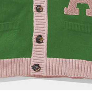 TITLISTS Cardigan à col en V pour étudiants universitaires acrylique tricoté pull d'hiver bouton décoration décontracté Logo avant/arrière - Product Image 6