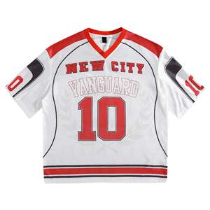 Maillot de football à manches courtes en maille, coupe ample, personnalisé, de haute qualité, avec nom et numéro d'équipe sublimés, pour adultes, pour l'entraînement - Product Image 1