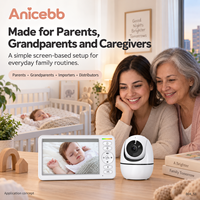 Anicebb Moniteur Bébé Sans WiFi 5 Pouces 720P Caméra Panoramique Inclinable Vision Nocturne Automatique Audio Bidirectionnel Rechargeable Connexion Locale