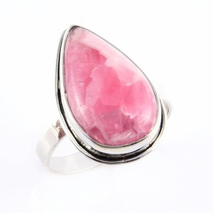 Anillo de estilo bohemio de Plata de Ley 925, piedra preciosa de Rodocrosita de corte de pera clásica, regalo de boda hecho a mano para mujeres para esposas - Product Image 1