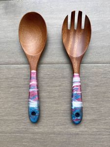 ชุดเซิฟเวอร์สลัดทำมือ100% จากเรซินที่มีชีวิตชีวาของโบฮีเมียนสำหรับใช้ในบ้านและโรงแรมรวมถึงช้อนตักไอศครีมสลัดเสิร์ฟ - Product Image 4