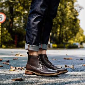 <b>Vintage</b> Suede Chukka <b>Boots</b> with Classic Lacing Wear Resistant Heel for Men's Business Casual and Retro Shoes - Product Image 4