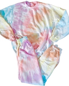 Conjunto de ropa de ocio holgada informal para mujer, sudaderas con capucha y pantalones, conjunto de 2 piezas con tinte de corbata para mujer, conjuntos de pijama de dos piezas para mujer - Product Image 1