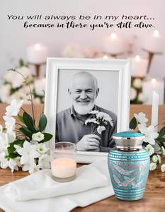 Brass Keepsake Small Cremation Urn <b>for</b> <b>Ashes</b> with Heart Shaped <b>Box</b> Handcrafted Mini Urn Best Decorative Urns Funeral Supplies - Product Image 5