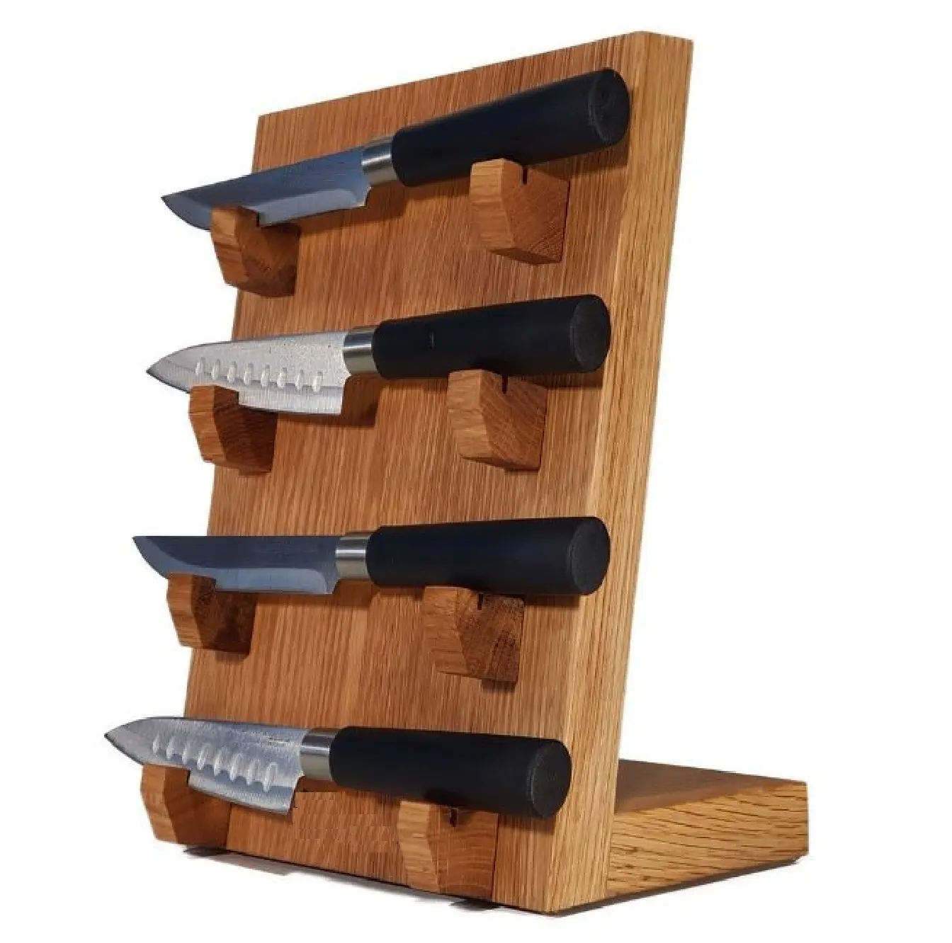 Soporte de exhibición de cuchillos de madera Juego de cuchillos con mango de color negro Utensilios de corte de utensilios de cocina con soporte de exhibición de bloque de colocación