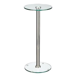 <b>Clear</b> Acrylic Round Side <b>Table</b> with Brass-Colored Metal Support Rod for Office or Living Room Use Coffee <b>Table</b> - Product Image 4