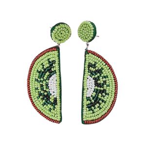 Pendientes de rebanada de fruta chapados en oro hechos a mano, joyería colgante colorida de verano, kiwi, limón, sandía para mujer - Product Image 1