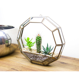 Export Quality Reasonable Price Antique Brass Finished Custom Size Brass Border <b>Clear</b> <b>Glass</b> <b>Vase</b> Terrarium Decorative Wall Mount - Product Image 4