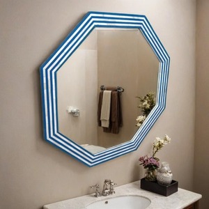 Handmade Modern Design <b>Round</b> <b>Wood</b> Bone Inlay Mother of Pearl Decorative Wall <b>Mirrors</b> Christmas Home Decor From India for Sale - Product Image 3