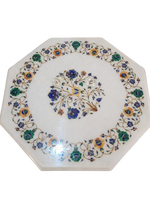 Plateau de table basse en marbre incrusté de Pietra Dura, design pour salon, fait main, écologique, traditionnel, antique, décoratif