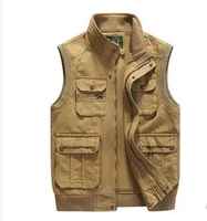 Automne hommes décontracté coton toile gilet veste grande taille sans manches tactique photographe manteau avec PCS-R-153 multi-poches