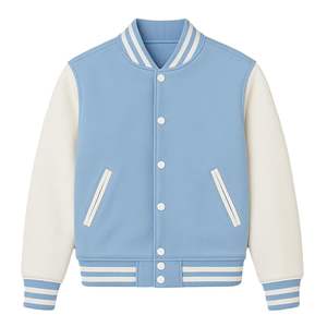 Letterman Vintage Varsity Veste en cuir PU à revers pour femmes et hommes - Product Image 1