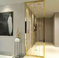 Cloison de salon en métal au design artistique moderne et personnalisable, écran en acier inoxydable 304, panneau décoratif gravé CNC