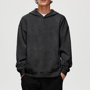 Sweats à capuche délavés pour hommes fabricant pull surdimensionné sweat épais en relief polaire impression bouffante personnalisée sweats à capuche pour hommes - Product Image 3