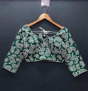 Nouveauté exclusive, qualité supérieure, blouse prête à porter en soie taffetas lourde, broderie Lakhnavi, blouse de sari prête à porter pour femmes - Product Image 3