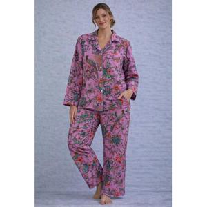Ensemble de pyjama d'été en coton imprimé à la main, imprimé floral indien, pyjama de nuit, doux, respirant, séchage rapide, vêtements de nuit - Product Image 1