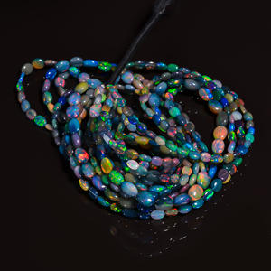 Cuentas de ópalo, cuentas lisas ovaladas de ópalo etíope negro, cuentas de ópalo de fuego llamativas, cuentas de piedras preciosas de ópalo, cuentas de ópalo negro para joyería - Product Image 2