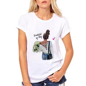 Camiseta Premium de diseño personalizado para mujer, Camiseta de algodón transpirable de varios colores para mujer, ropa diaria de verano energética para mujer - Product Image 1