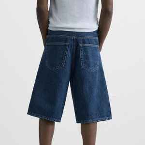 Custom <b>Men's</b> Summer Casual Mid Waist Vintage Denim <b>Shorts</b> with Rhinestones Breathable Cotton Fabric - Product Image 3