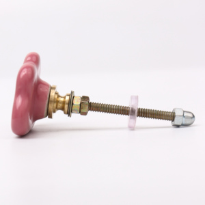 Venta al por mayor de perillas de armario de diseño de cerámica tiradores de armario Rosa manijas de tocador de nube de puntos Hardware 4,44 cm KID-179 - Product Image 2