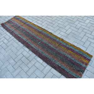 Alfombra Beige clásica moderna de lana hecha a mano de 2,1x8,3 pies con respaldo de látex de piel de conejo de imitación patrón de retazos estilo turco Vintage - Product Image 4