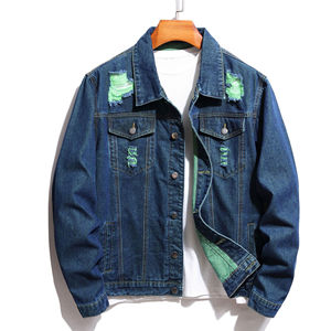 Vente de gros Veste en jean à la mode personnalisée, vestes amples en jean grande taille pour hommes - Product Image 1