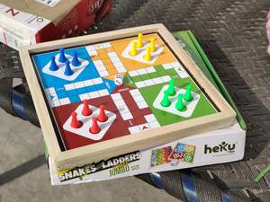 Jeu de société de luxe en bois Serpents et Échelles pour enfants, adultes et famille – Jeu d'apprentissage intérieur de l'Inde - Product Image 6