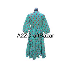 Robe coréenne Himanshi vintage mi-longue à manches longues à fleurs, faite à la main, écologique, respirante, en coton, confortable, coupe ample - Product Image 6