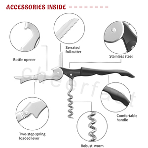 Kit ouvre-bouteille <span class=keywords><strong>en</strong></span> acier inoxydable personnalisé Tire-<span class=keywords><strong>bouchon</strong></span> Coffret cadeau avec couvercle Plateau Verseur de vin et verseur Stand Bar Set pour serveurs - Product Image 4