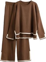 Conjunto de Suéter de Punto Elástico y Transpirable para Mujer, Estilo Informal, Elegante, con Cintura Elástica, para Otoño e Invierno