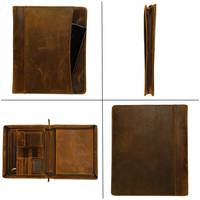 Rechargeable En Cuir Véritable A4 Portefeuille Flipchart Papier 11in Padfolio Stylo Fente Vintage Design Durable Personnalisable Carnet De Croquis