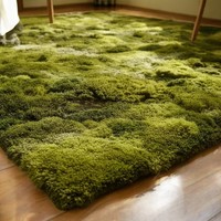 Tapis d'intérieur moderne en laine abstraite, tapis moelleux en peluche fait à la main pour le salon et la chambre à coucher, tapis vert forêt