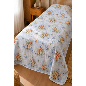 Cubrecama Individual con Estampado Floral Azul, Acolchado, Hecho a Mano, de Lujo, de Algodón y Poliéster para el Hogar, Disponible en Tamaño Individual, Queen y King - Product Image 2