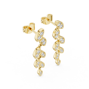Round Cut Lab Grown <b>Diamond</b> <b>Earring</b> 14K 18K Solid Gold Pave Leaf <b>Dangle</b> <b>Earring</b> DEFVVS Luxury Anniversary Gift <b>Earring</b> Wholesale - Product Image 4