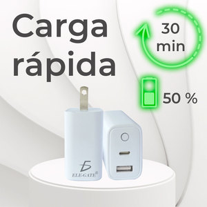 Chargeur USB-C PD 20W 2-en-1 avec port USB à charge rapide, adaptateur double fonction pour téléphone et écouteurs, compatible avec les prises EU/US/UK - Product Image 4