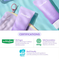 Sunscreen Vegan Herbal Mineral Kimia Khusus SPF50+ PA++++ Krim Pelembap Ringan Asam Hialuronat Blueberry