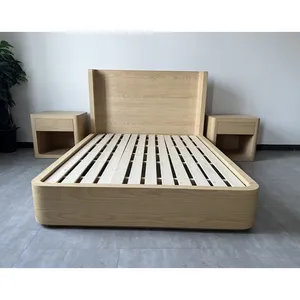 Luxury Hot Sale Modern Hotel Queen King Size Bed American Style Solid Wood Bed Bedroom Furniture Panel Platform Bed