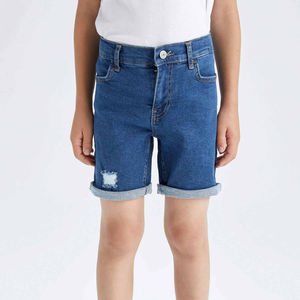 Fashion Utility Cotton Cargo Pants <b>Shorts</b> <b>Zipper</b> <b>Pockets</b> Bermuda Jeans Blue Denim <b>Shorts</b> for Kids Boys - Product Image 3