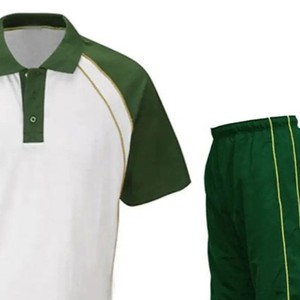 Custom Sublimated Men's Polo Track Pants Set <b>White</b>/Green Design Breathable Quick-Dry Anti-Wrinkle Anti-Bacterial - Product Image 3