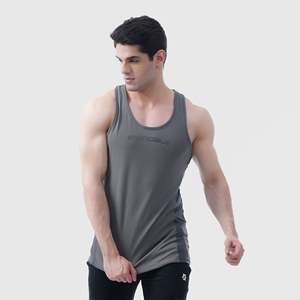 Invincible Athletic Men's Gym Tank <b>Top</b> Dark Grey 3D Muscle Style with Rhinestone XL Hooded Collar for Workout - Product Image 5
