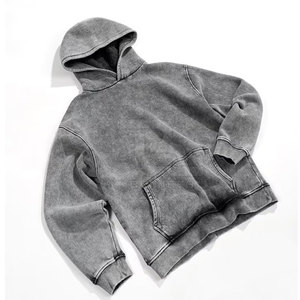 Personnalisé de haute qualité Vintage lavé à l'acide sweat à capuche motif 3D longueur de culture fermeture éclair lourde boucle française hommes et femmes - Product Image 2