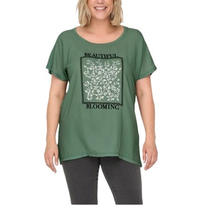 T-shirt d'été pour femme en coton 100% de qualité supérieure, confortable, à manches courtes, décontracté, imprimé, respirant, brodé - Product Image 1