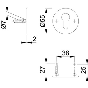 E849NS Juego de Rosetas para Llaves de Acero Inoxidable F69 Escutcheon de 2mm de Grosor PZ Redondo Cerraduras para Muebles HOPPE - Product Image 3