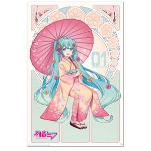 Póster de Anime de Hatsune Miku en Kimono de Sakura - Product Image 1