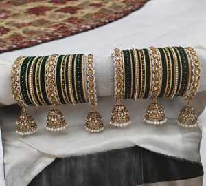 Vente en gros d'ensemble de bracelets de style indien Churiya pour mariage dernier modèle bijoux pour femmes fabriqués à la main ensembles de bracelets de mariée pour dames - Product Image 4