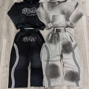 Conjunto Deportivo de Dos Piezas con Sudadera y Pantalones Jogger Bordados Personalizados a Precio de Mayoreo, Estilo Vintage Lavado para Hombre - Product Image 4