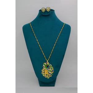 Conjunto de Colgante Chapado en Oro Tradicional Mina Work de Primera Calidad con Cadena y Aretes para Joyería Femenina, Colgante de Cadena Moderno - Product Image 1